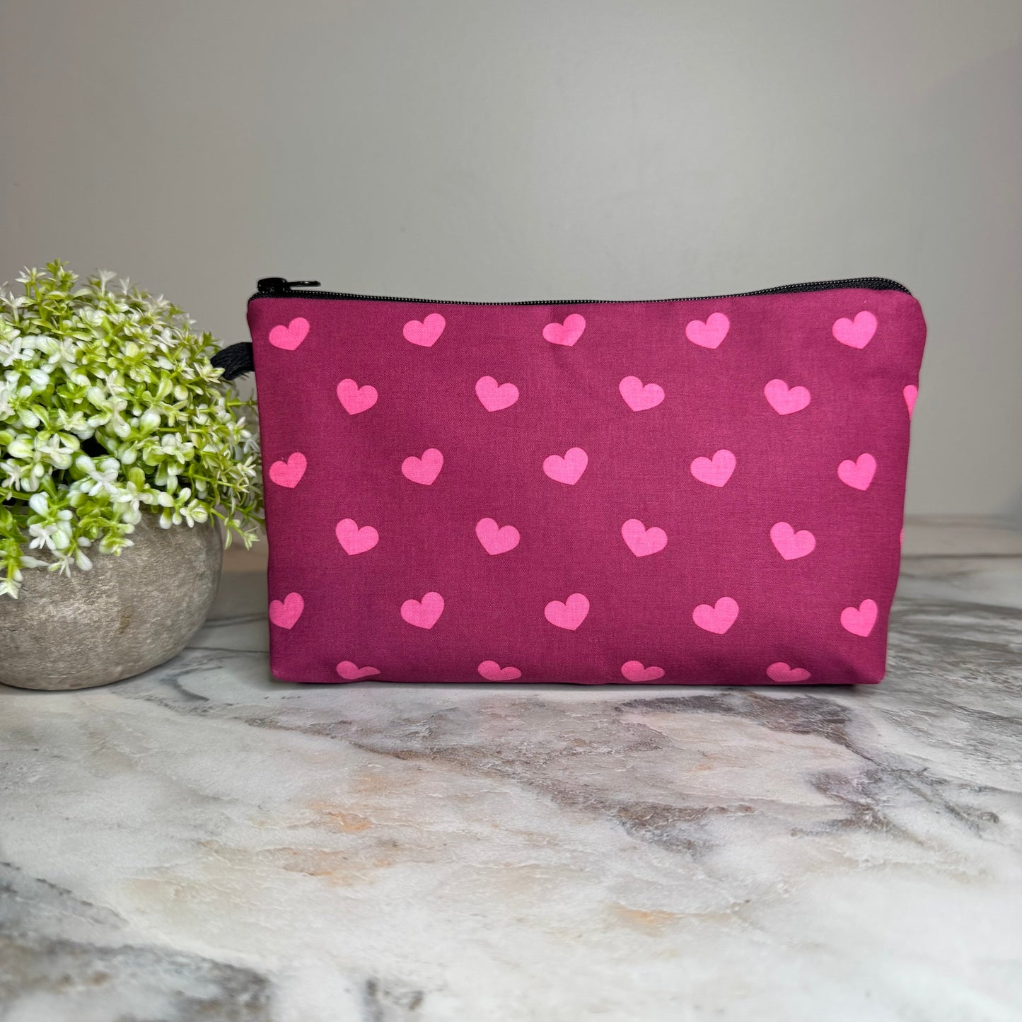 Pouch - Heart, Maroon Dark Pink