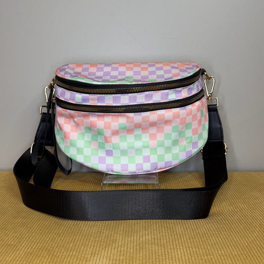 The Roni Nylon Crossbody - Checkered Creamsicle Mint Purple