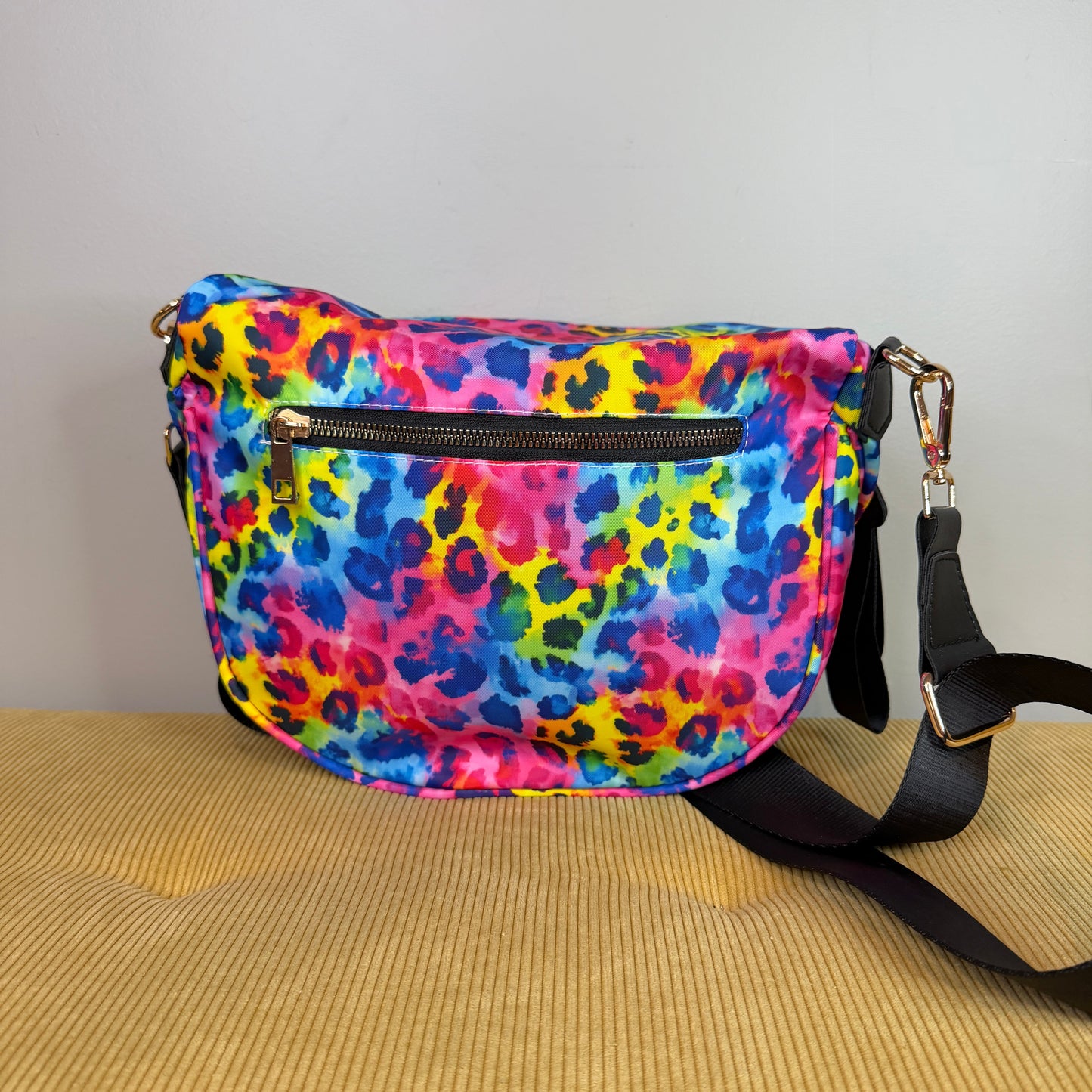 The Roni Nylon Crossbody - Bright Rainbow Animal Print