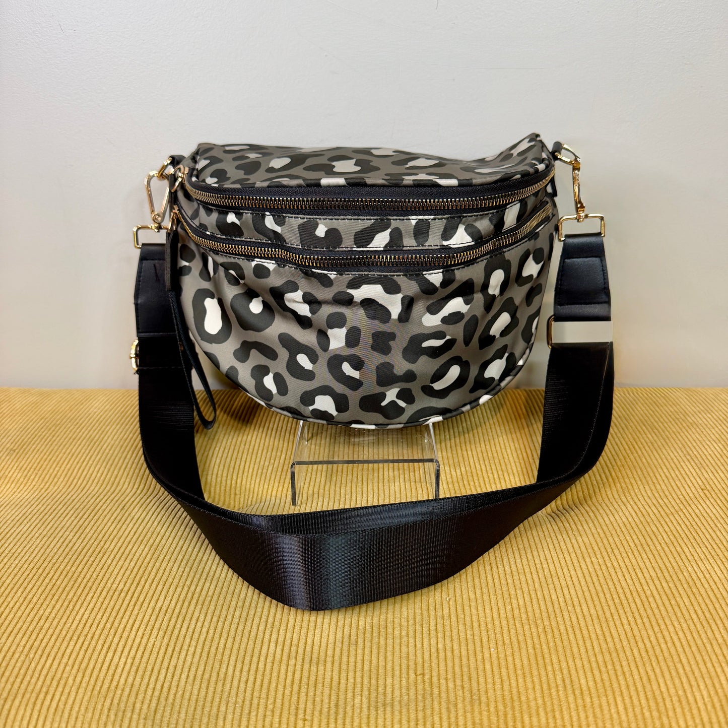The Roni Nylon Crossbody - Animal Print Grey