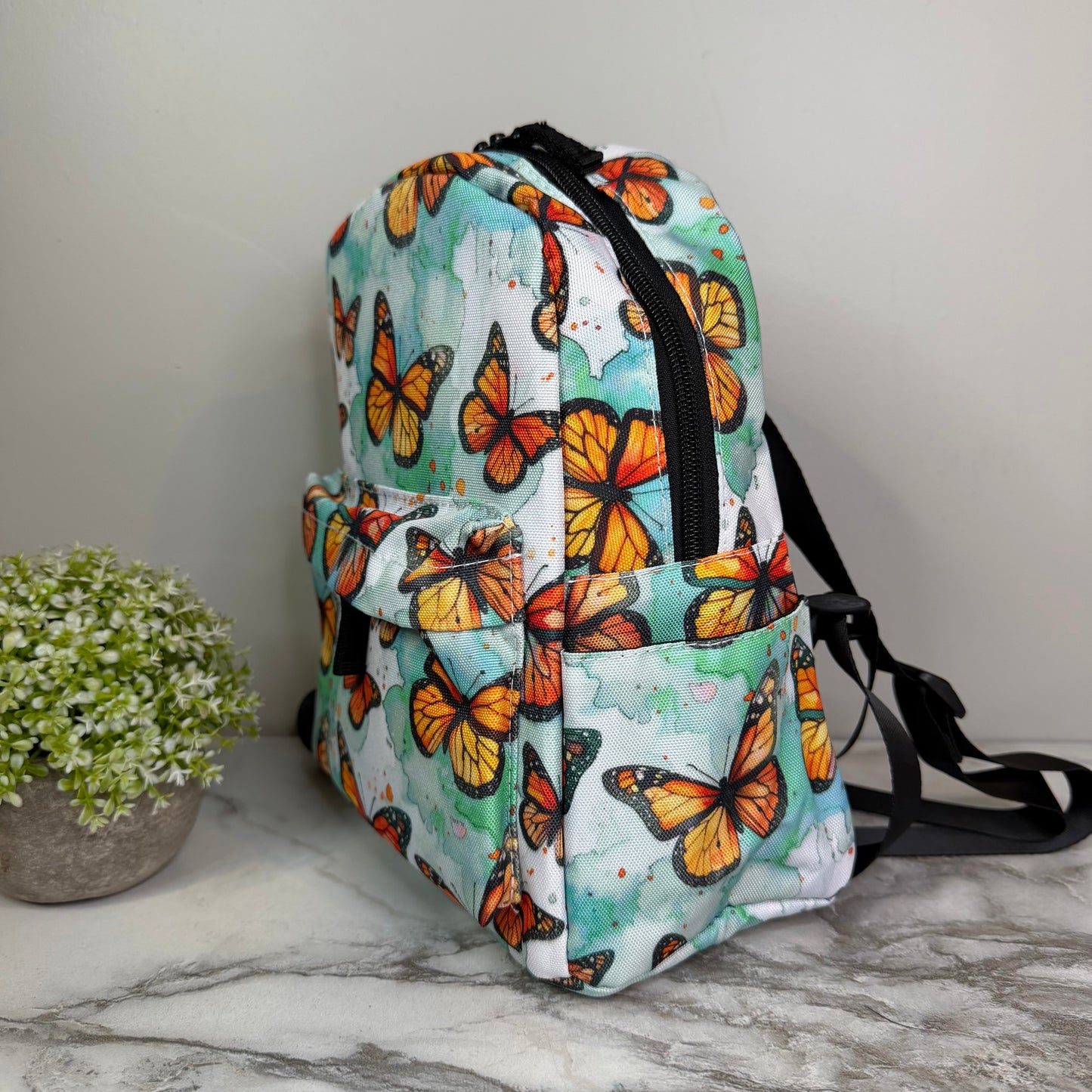 Mini Backpack - Butterfly Orange Teal