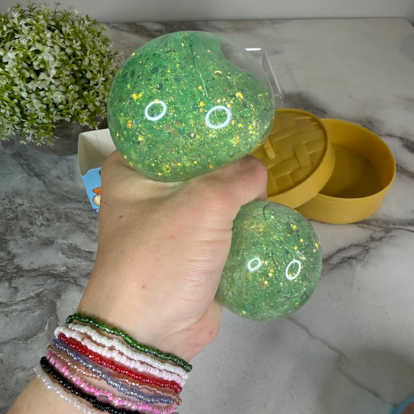 Squishy Toy - Viral Dumpling, Quick Squeeze Glitter - Mint