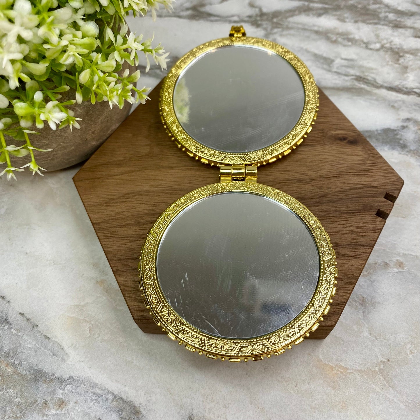Compact Mirror - Pink Floral (by shape)