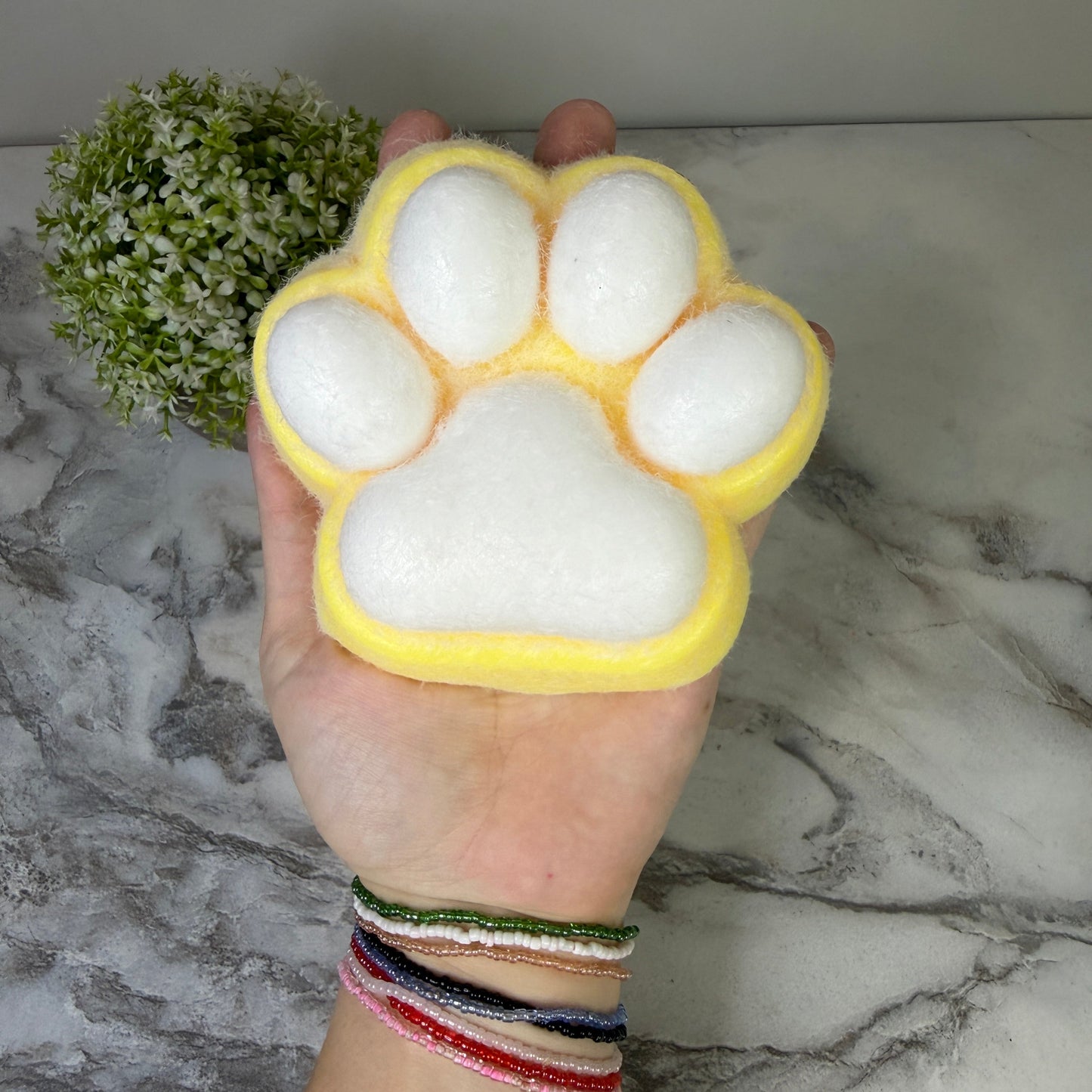 Squishy Toy - Giant Paw Taba - Yellow White