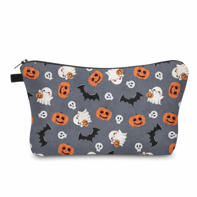 Pouch - Halloween Fall - Grey Ghost Pumpkin Bat