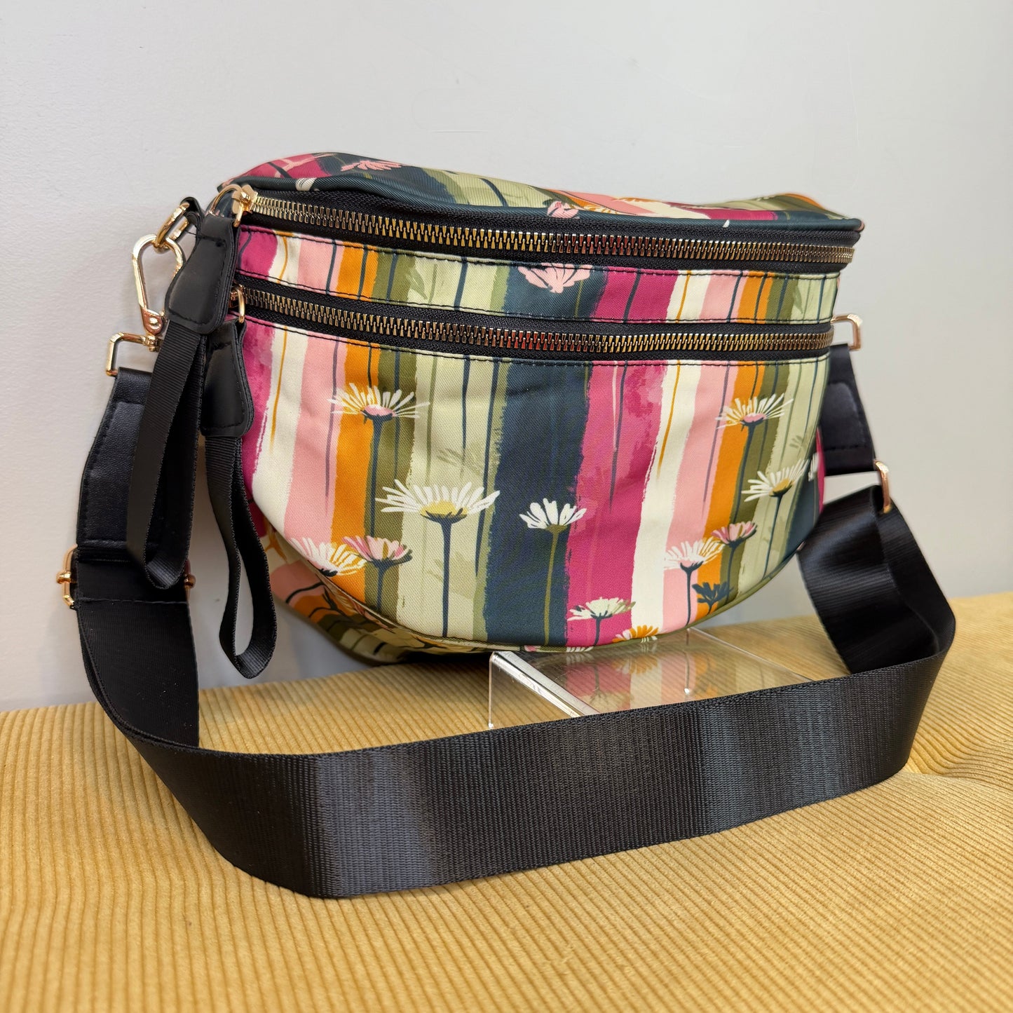 The Roni Nylon Crossbody - Daisy Stripe