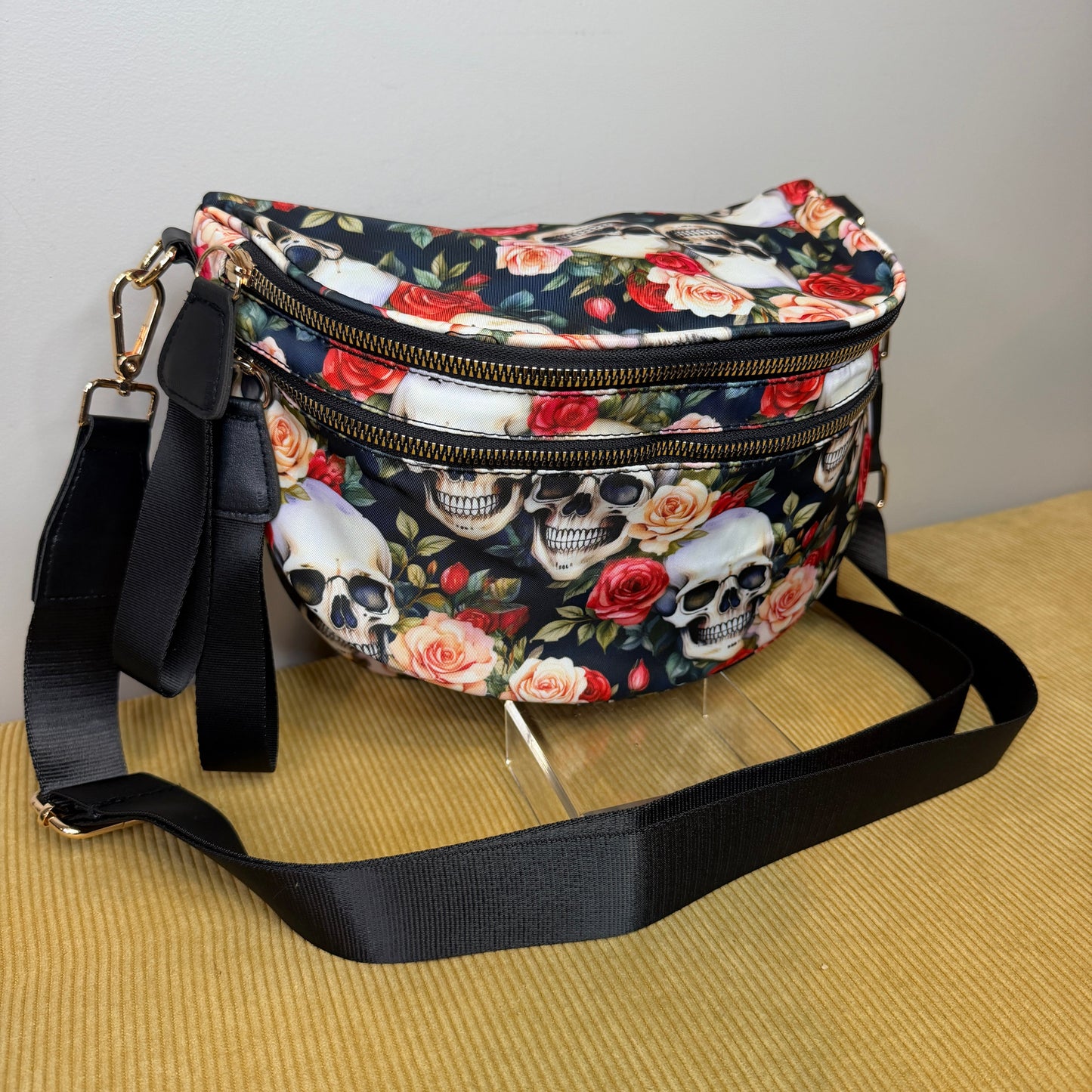 The Roni Nylon Crossbody - Skull Floral