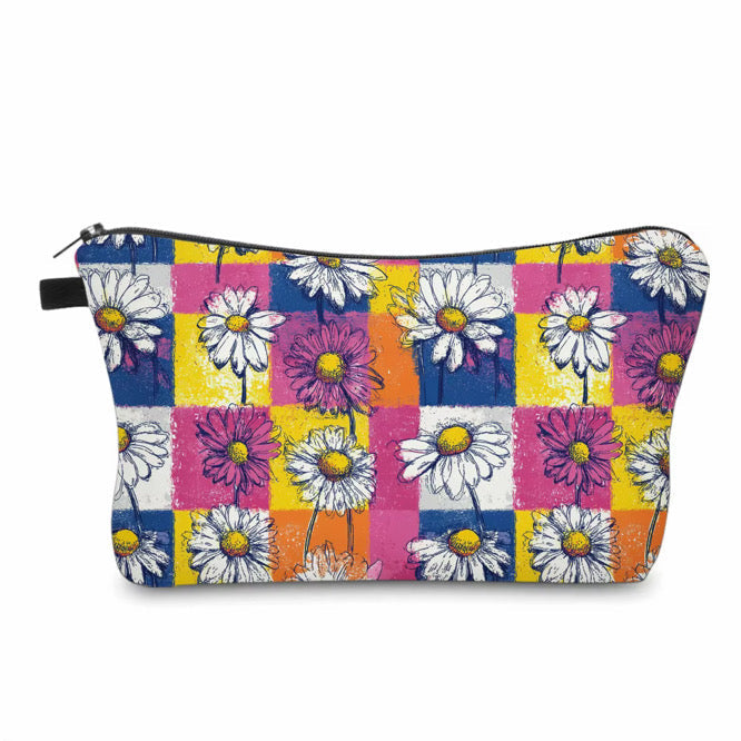 Pouch - Floral Colorful Checkered Daisy