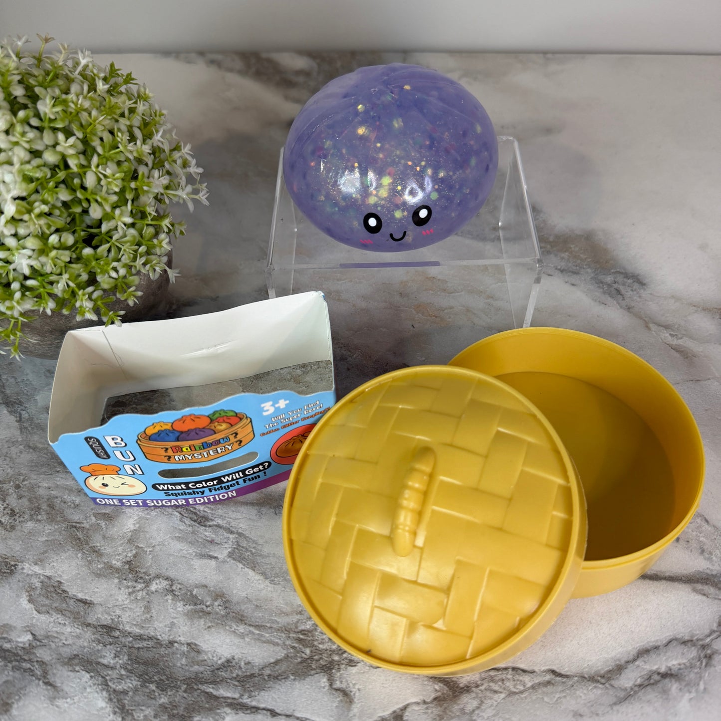 Squishy Toy - Viral Dumpling, Quick Squeeze Glitter - Purple