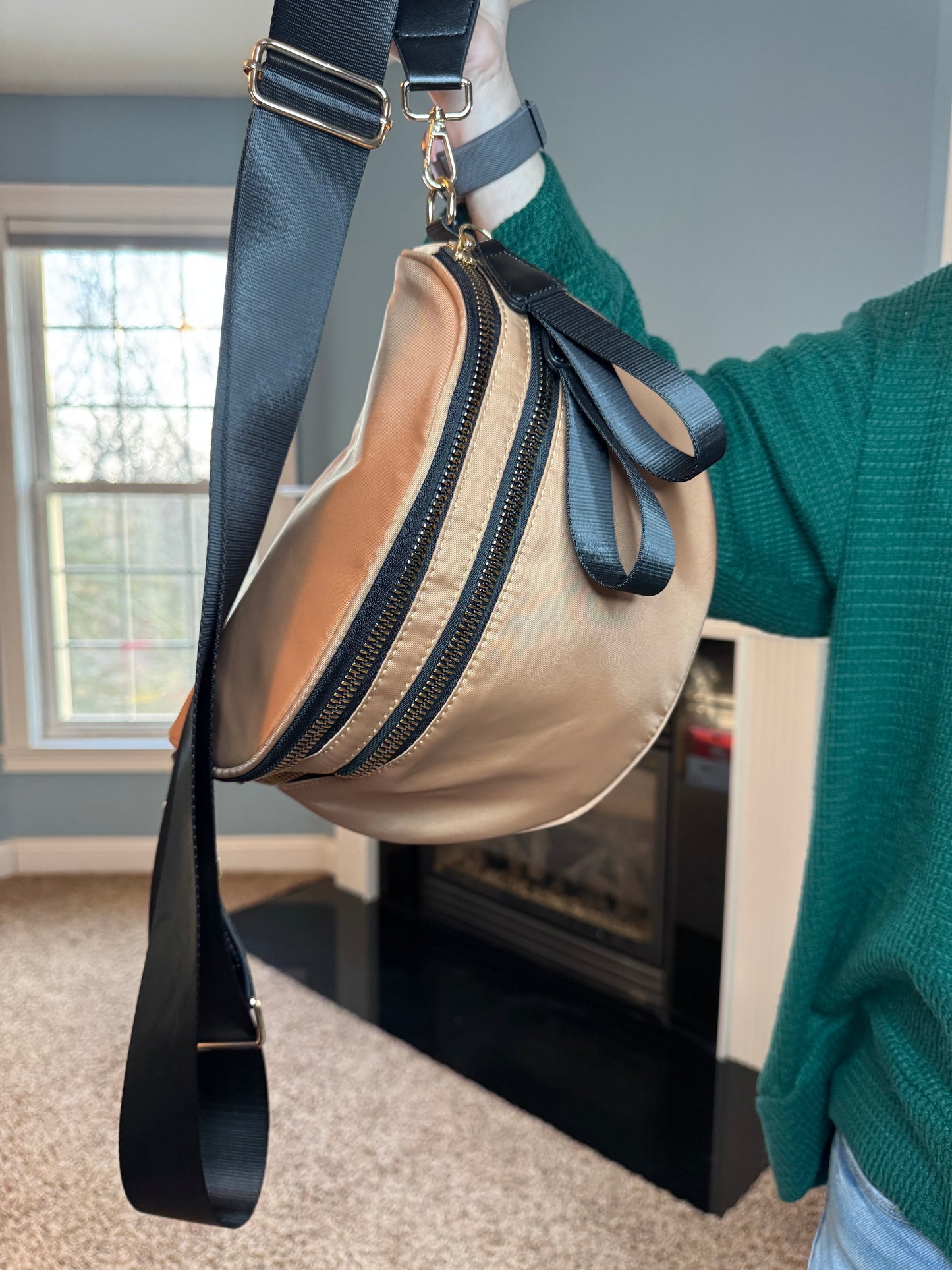 The Roni Nylon Crossbody - Bronze + Black