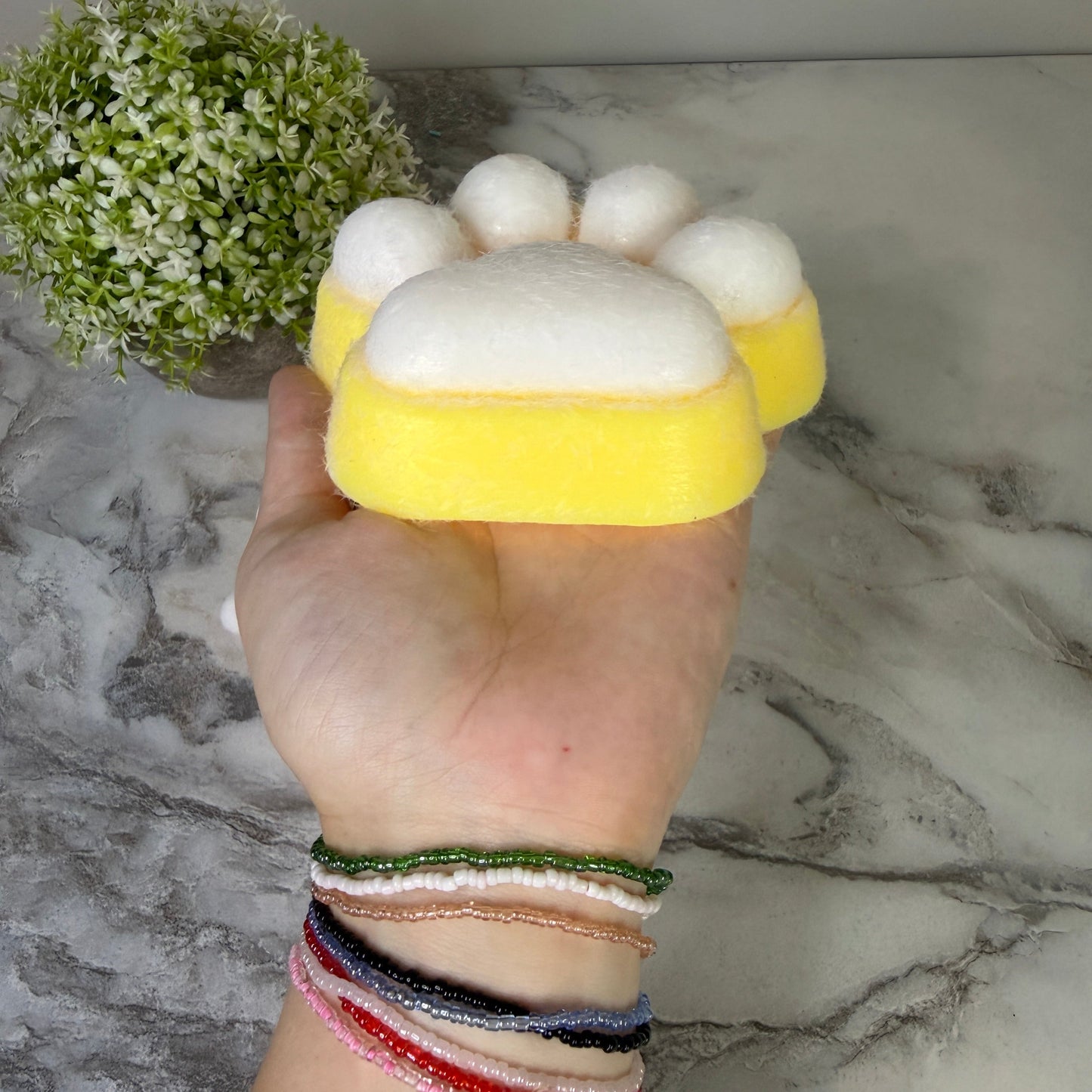 Squishy Toy - Giant Paw Taba - Yellow White