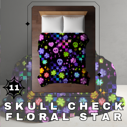 Blanket Halloween #11 - Skull Check Floral Star - PREORDER ends 7/25
