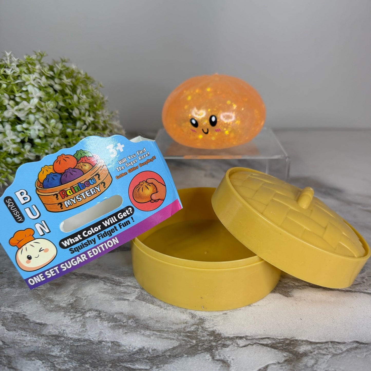 Squishy Toy - Viral Dumpling, Quick Squeeze Glitter - Orange