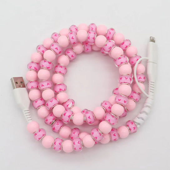 Charging Charger Cord - Beaded - Clear Design