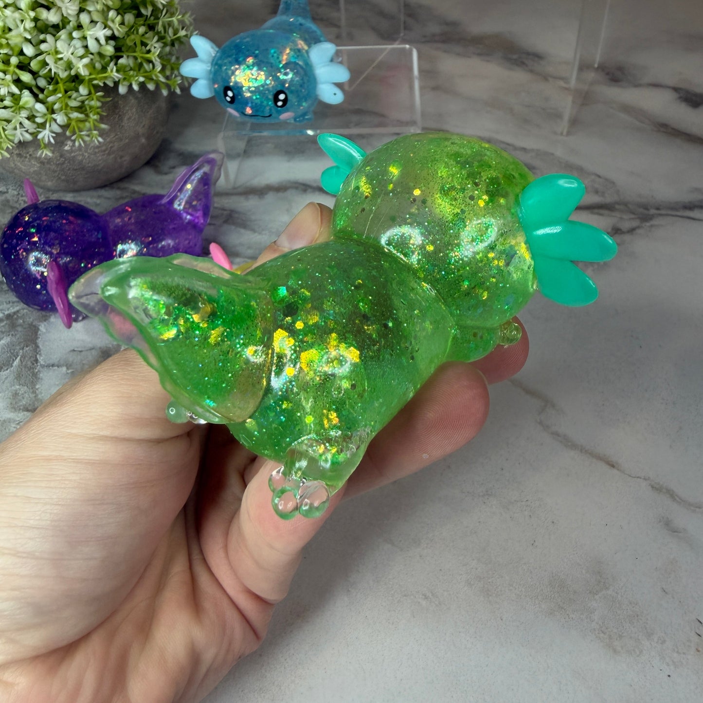 Squishy Toy - Axolotl, Glitter