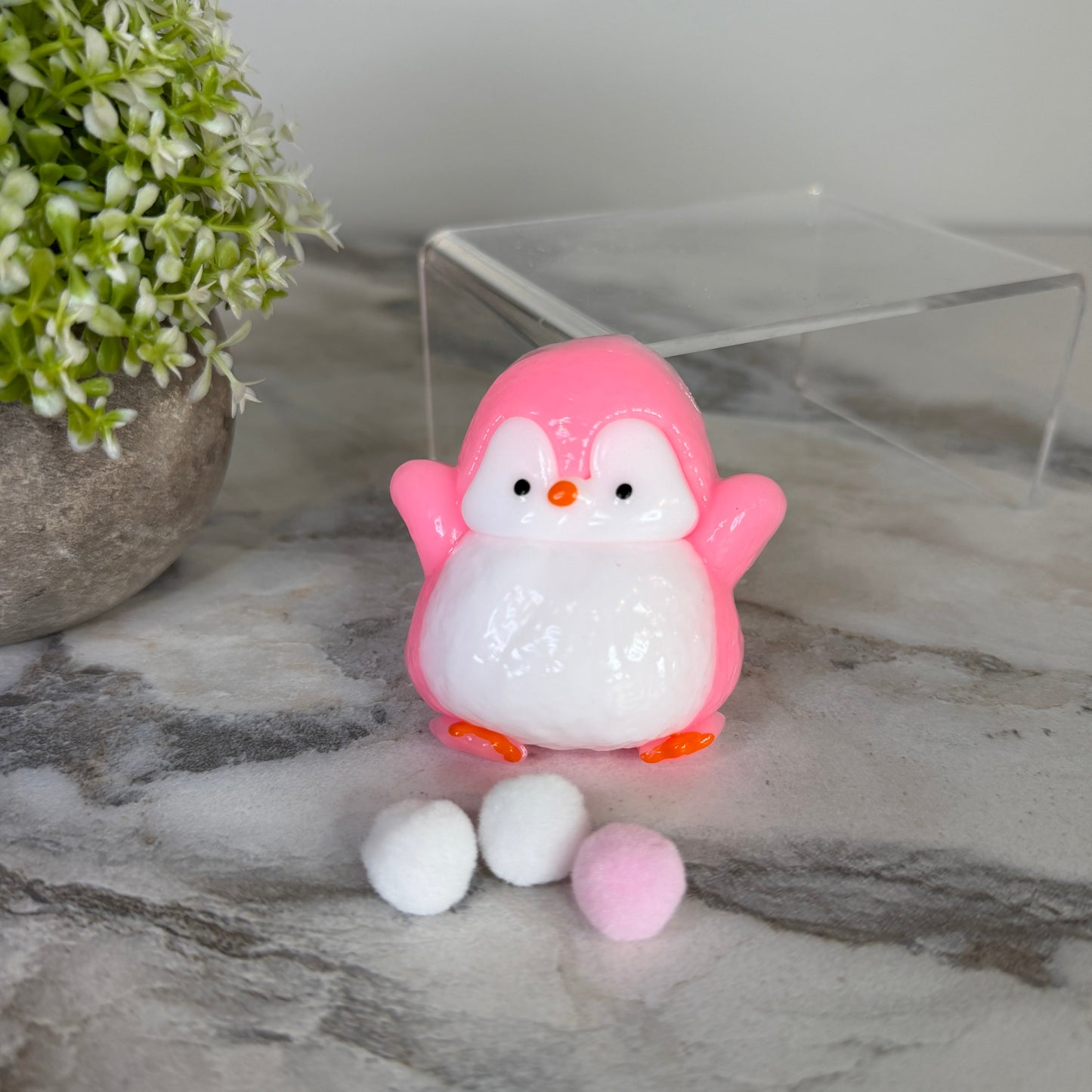 Squishy Toy - Penguin + Pom Pom