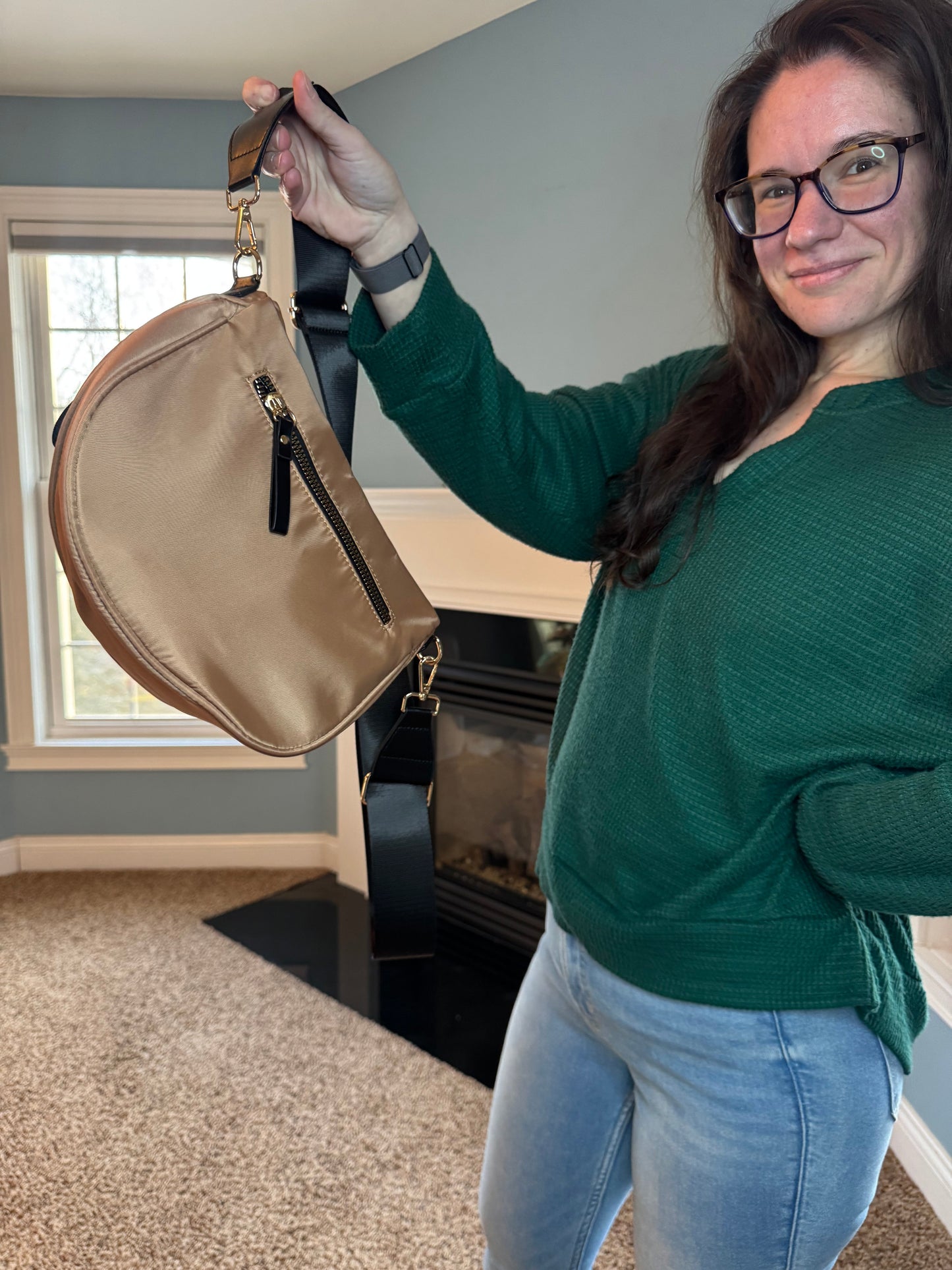 The Roni Nylon Crossbody - Bronze + Black