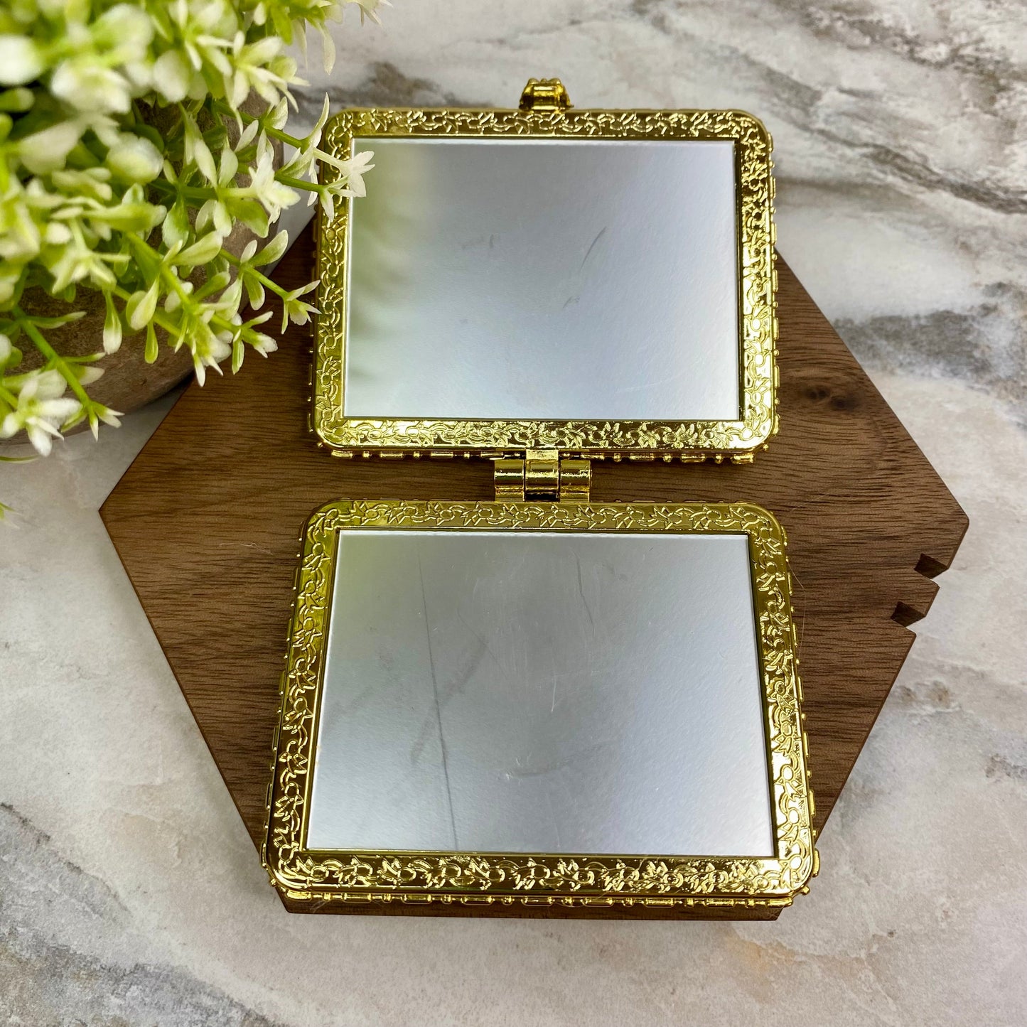 Compact Mirror - Blue Floral (by shape)