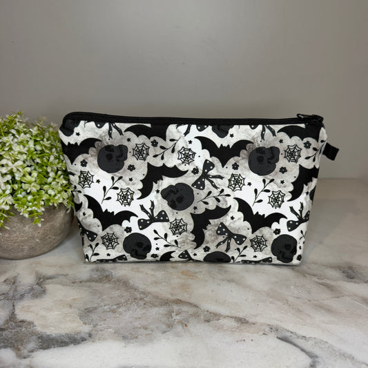 Pouch - Halloween Fall - Skull Bow Bat Spiderweb