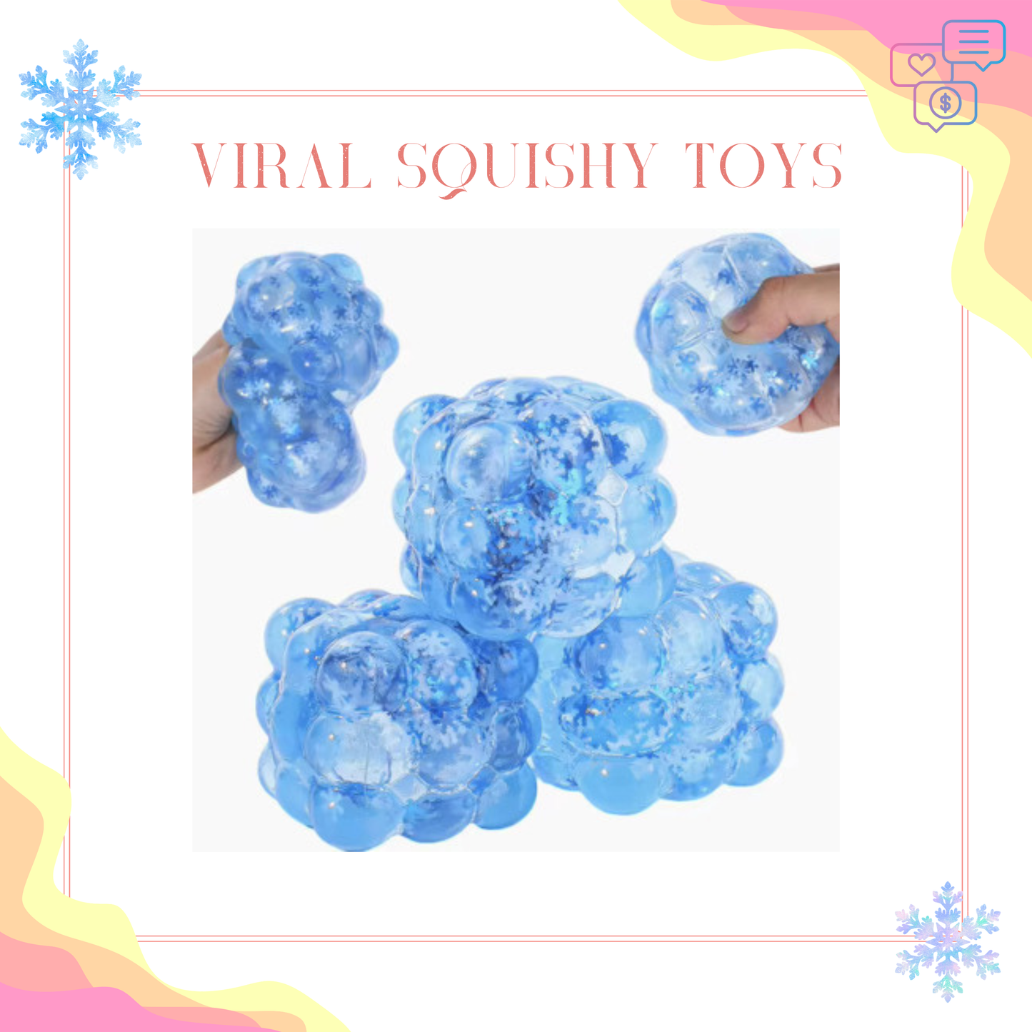 Squishy Toy - Blue Snowflake Nine Cube