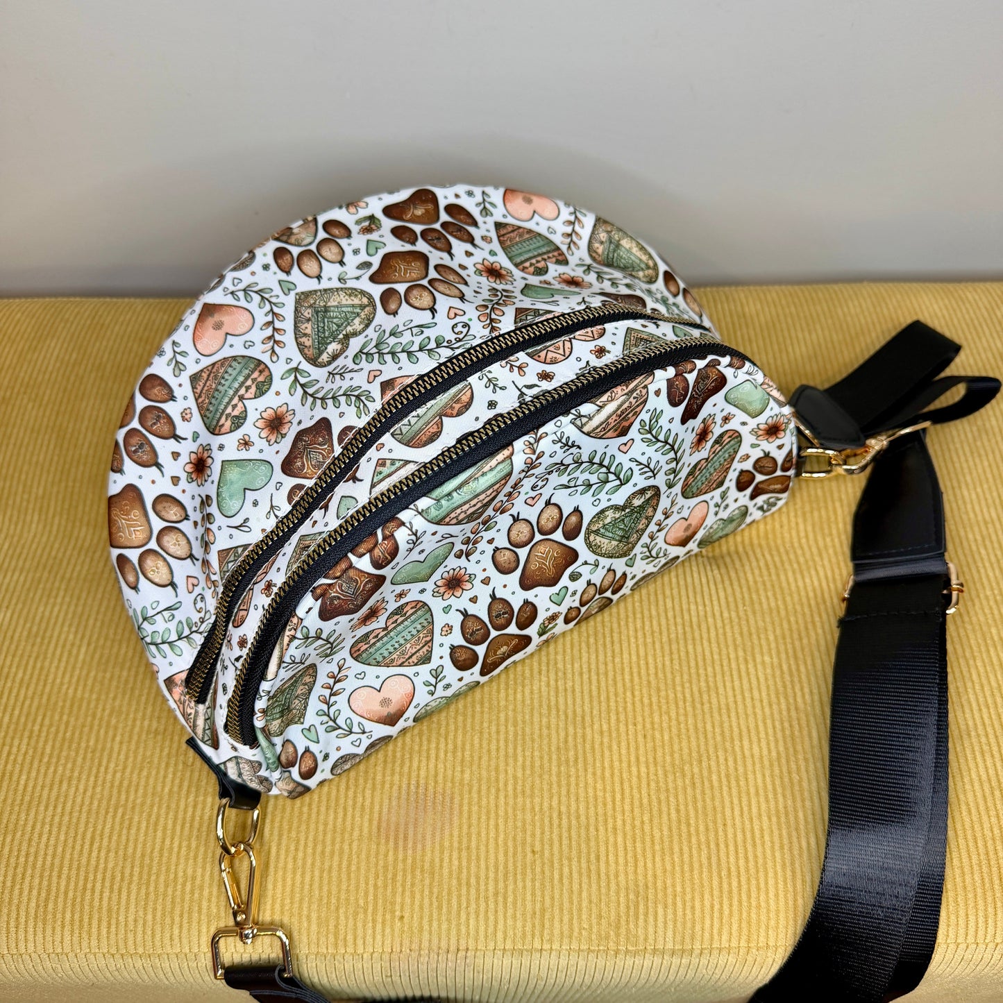 The Roni Nylon Crossbody - Dog Paw Aztec Hearts