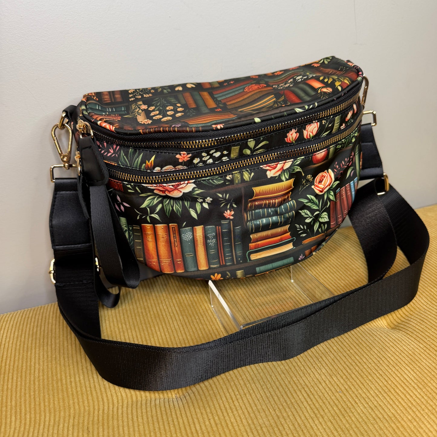 The Roni Nylon Crossbody - Book Shelf Floral Rose