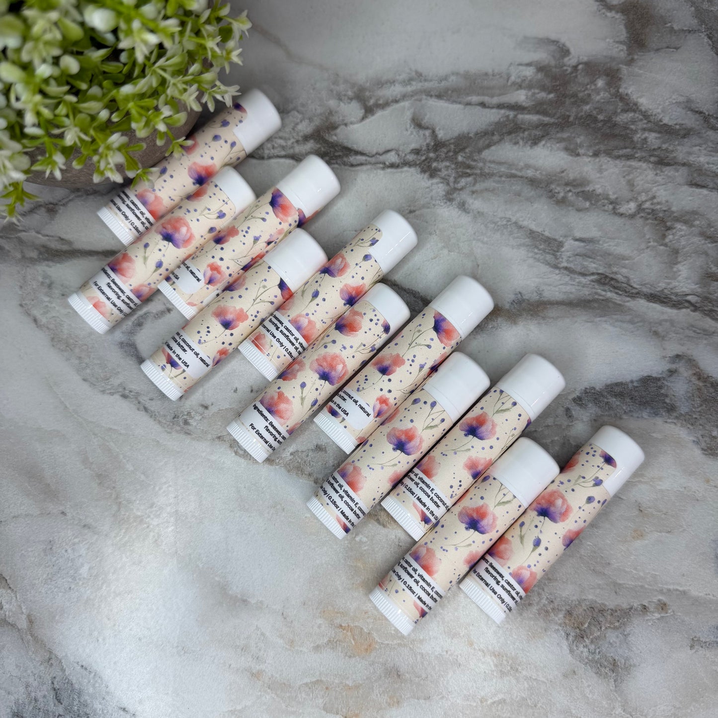 Lip Balm - Buttercream Orange Purple Floral