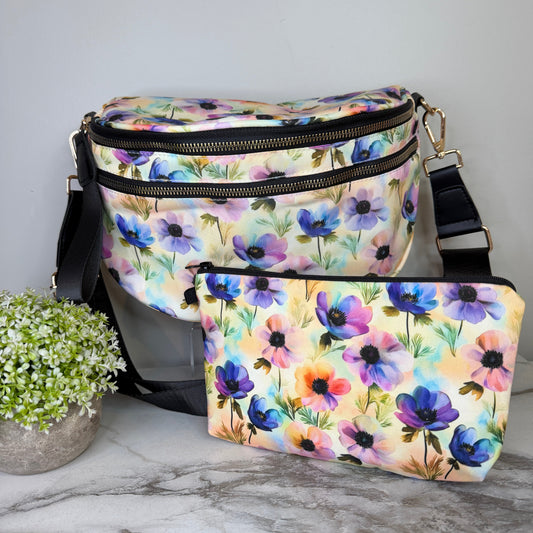 Bundled Set - Roni & Pouch - Floral Watercolor Poppy