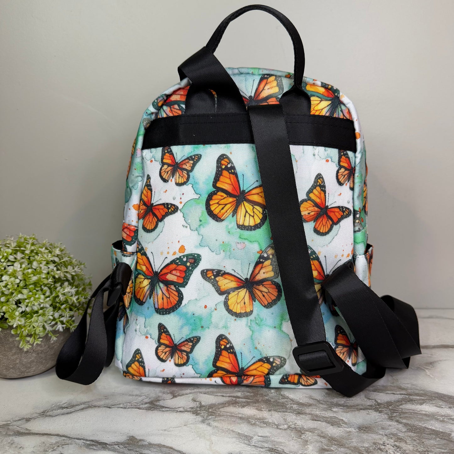 Mini Backpack - Butterfly Orange Teal