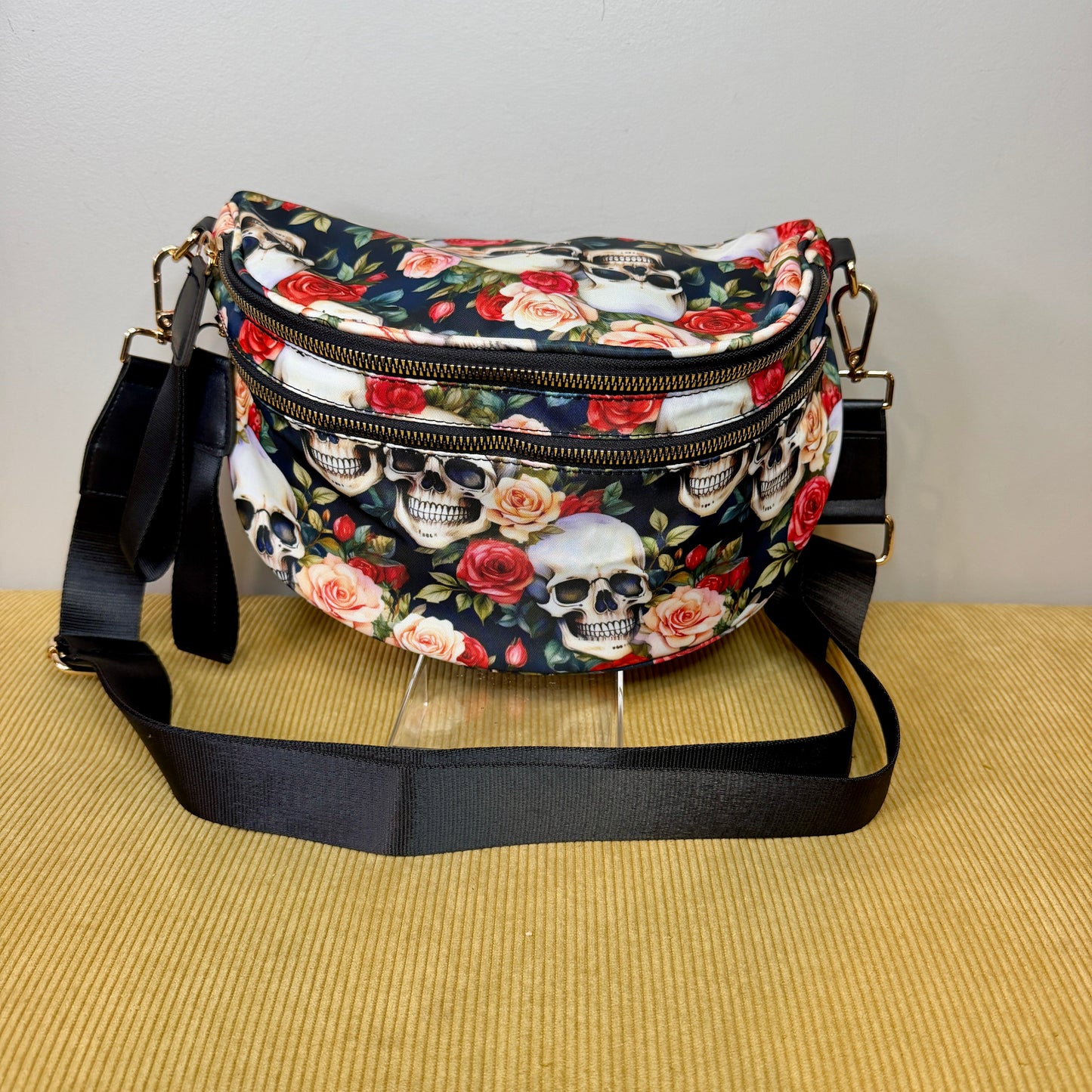 The Roni Nylon Crossbody - Skull Floral