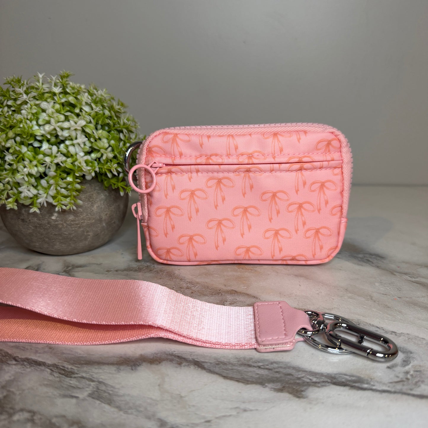 Rue - Nylon Wristlet Wallet - Pink Orange Bow