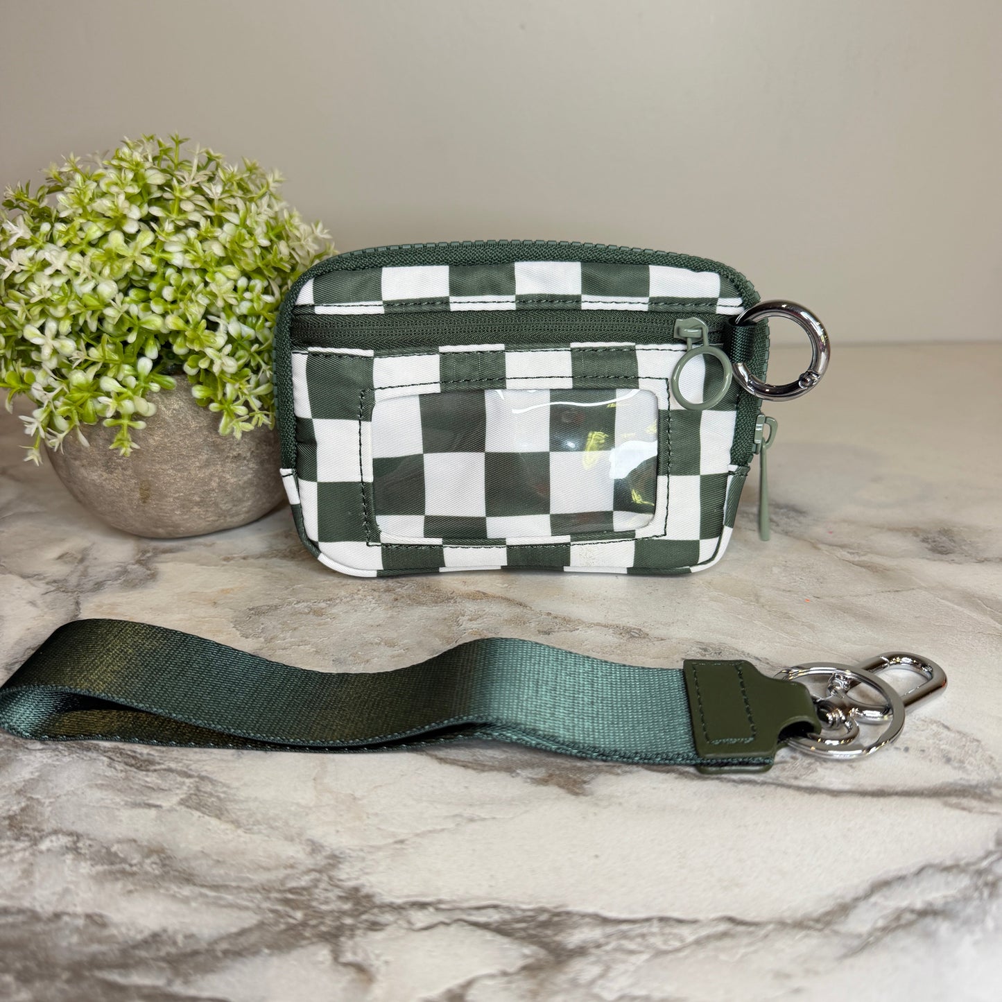 Rue - Nylon Wristlet Wallet - Olive Check