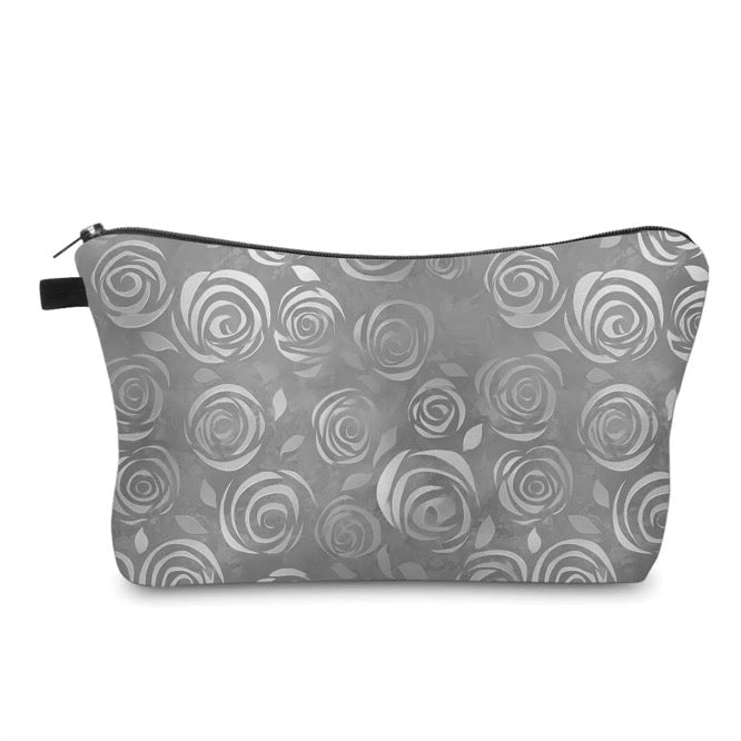 Pouch - Floral, Grey Roses