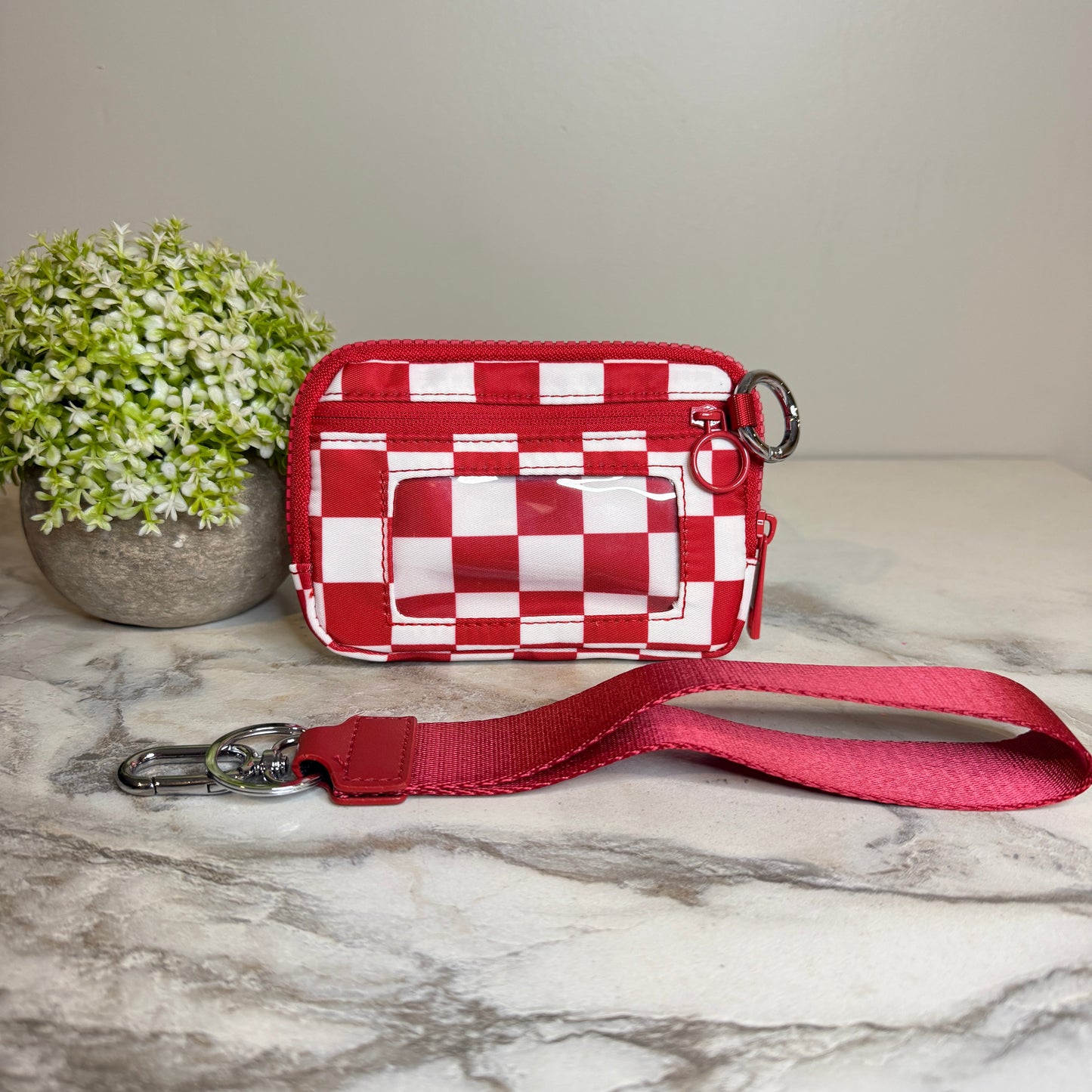 Rue - Nylon Wristlet Wallet - Red Check