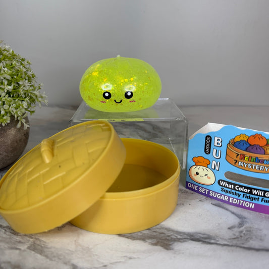 Squishy Toy - Viral Dumpling, Quick Squeeze Glitter - Yellow