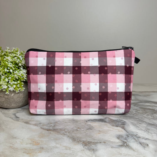 Pouch - Plaid Polkadots Pink