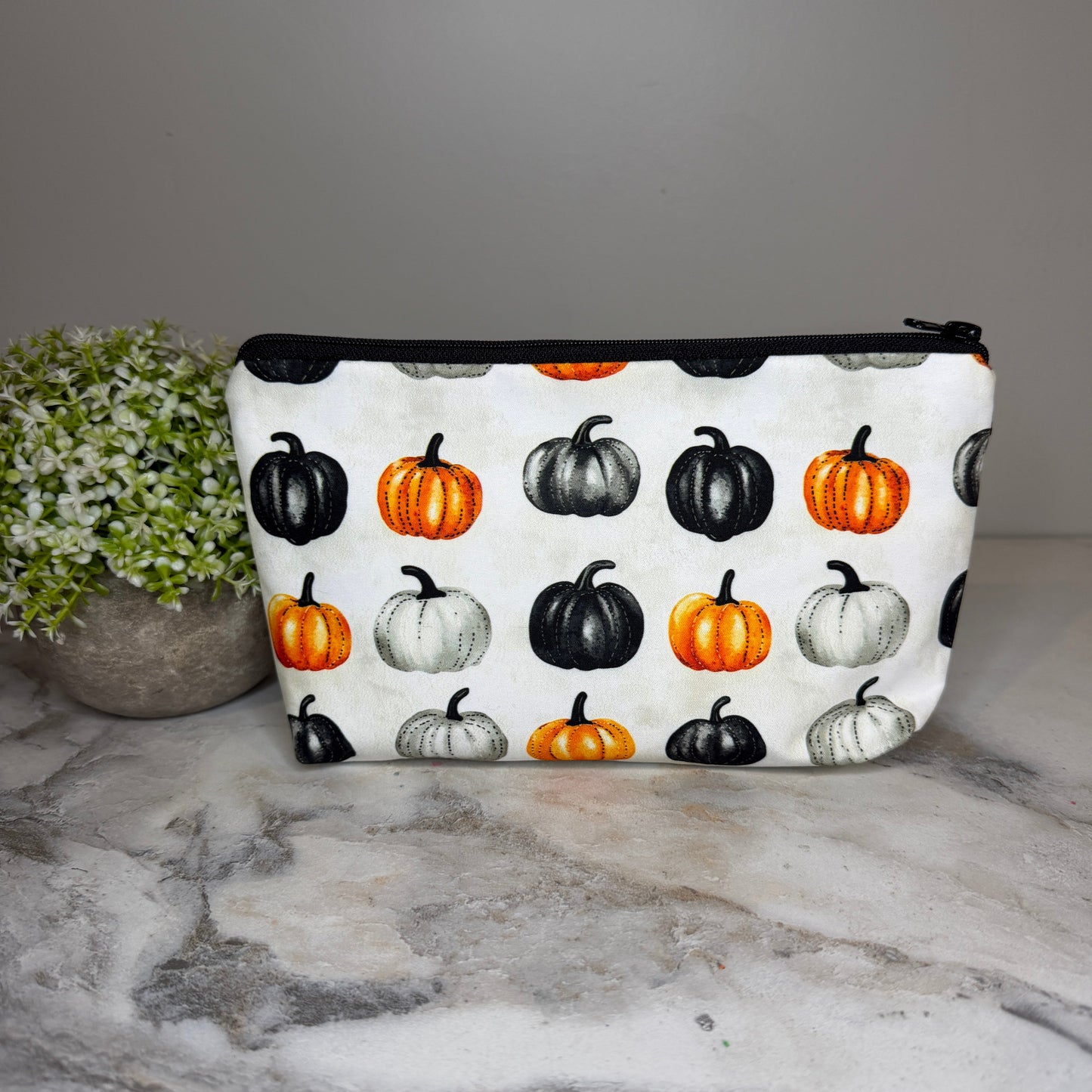 Pouch - Halloween Fall - Black Grey Orange Pumpkin