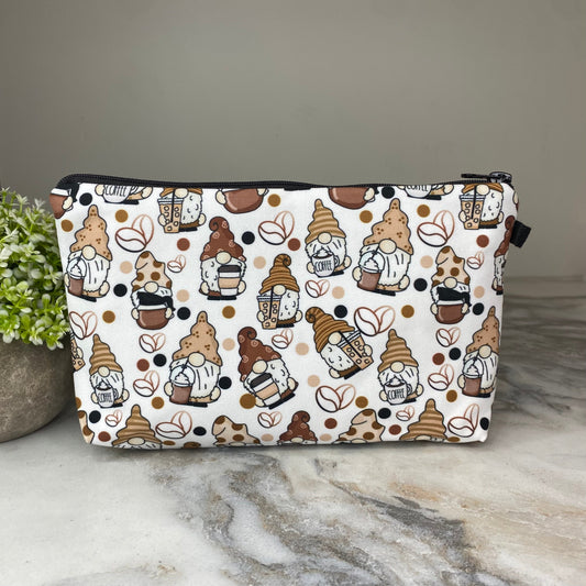 Pouch - Coffee, Gnome All Over Design