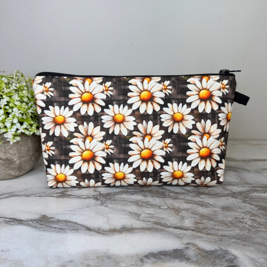 Pouch - Floral Brown Daisy Gingham