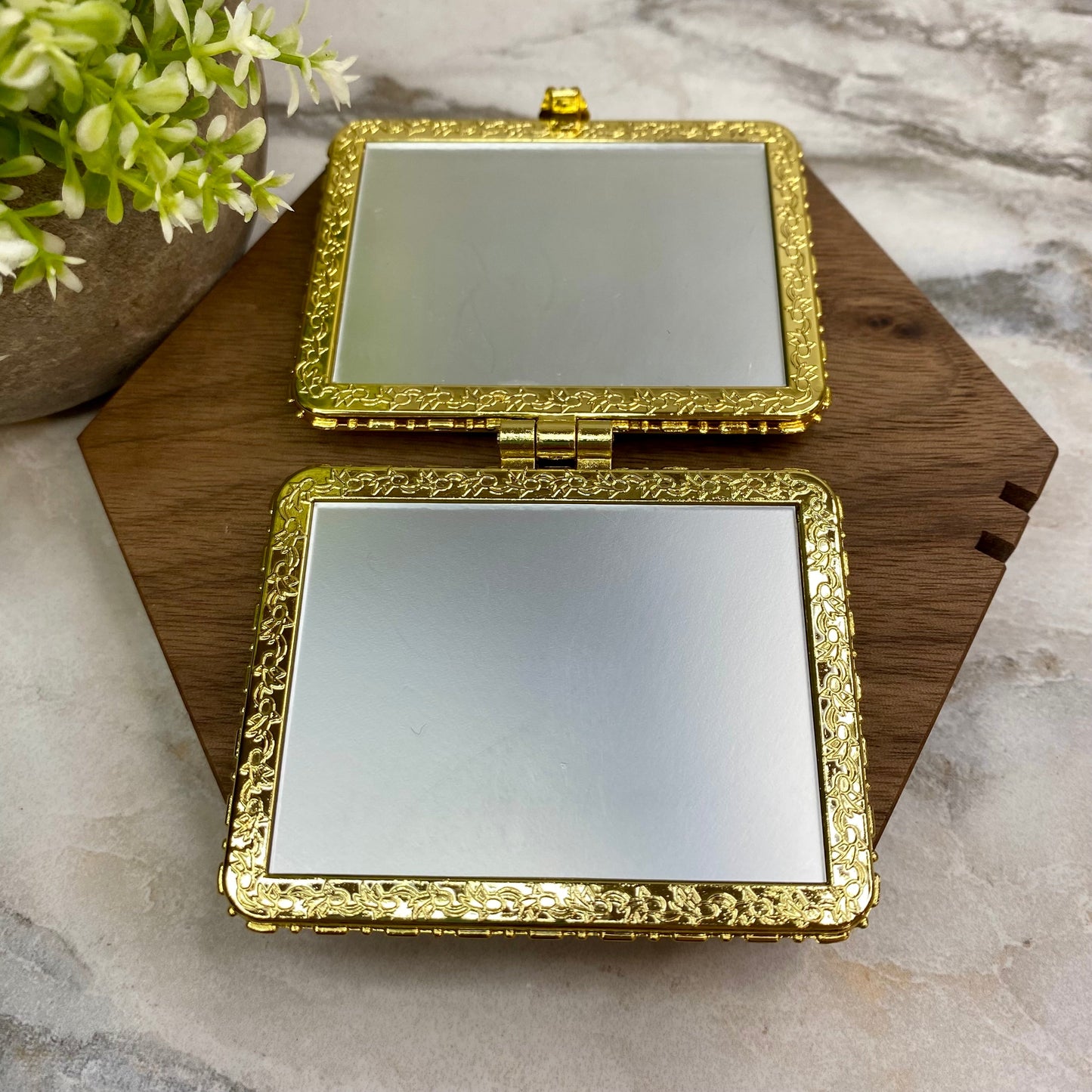 Compact Mirror - Pink Floral (by shape)