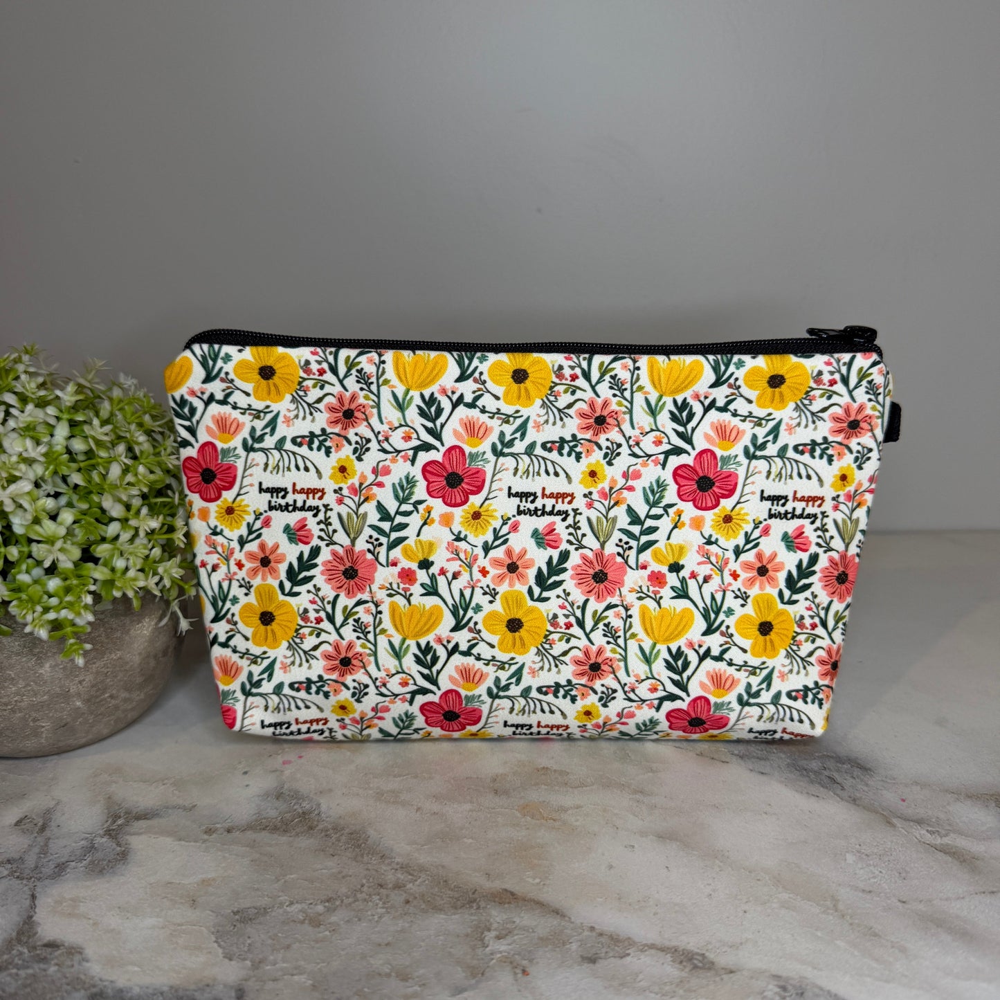 Pouch - Happy Happy Birthday Floral