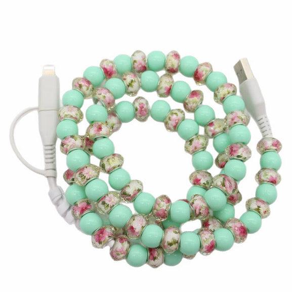 Charging Charger Cord - Beaded - Clear Design