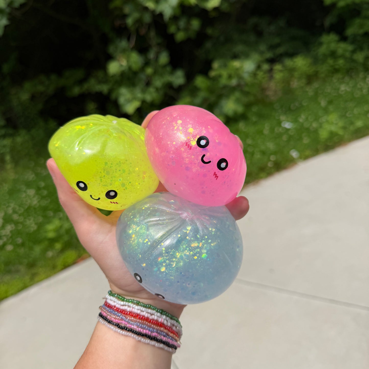 Squishy Toy - Viral Dumpling, Quick Squeeze Glitter - Blue