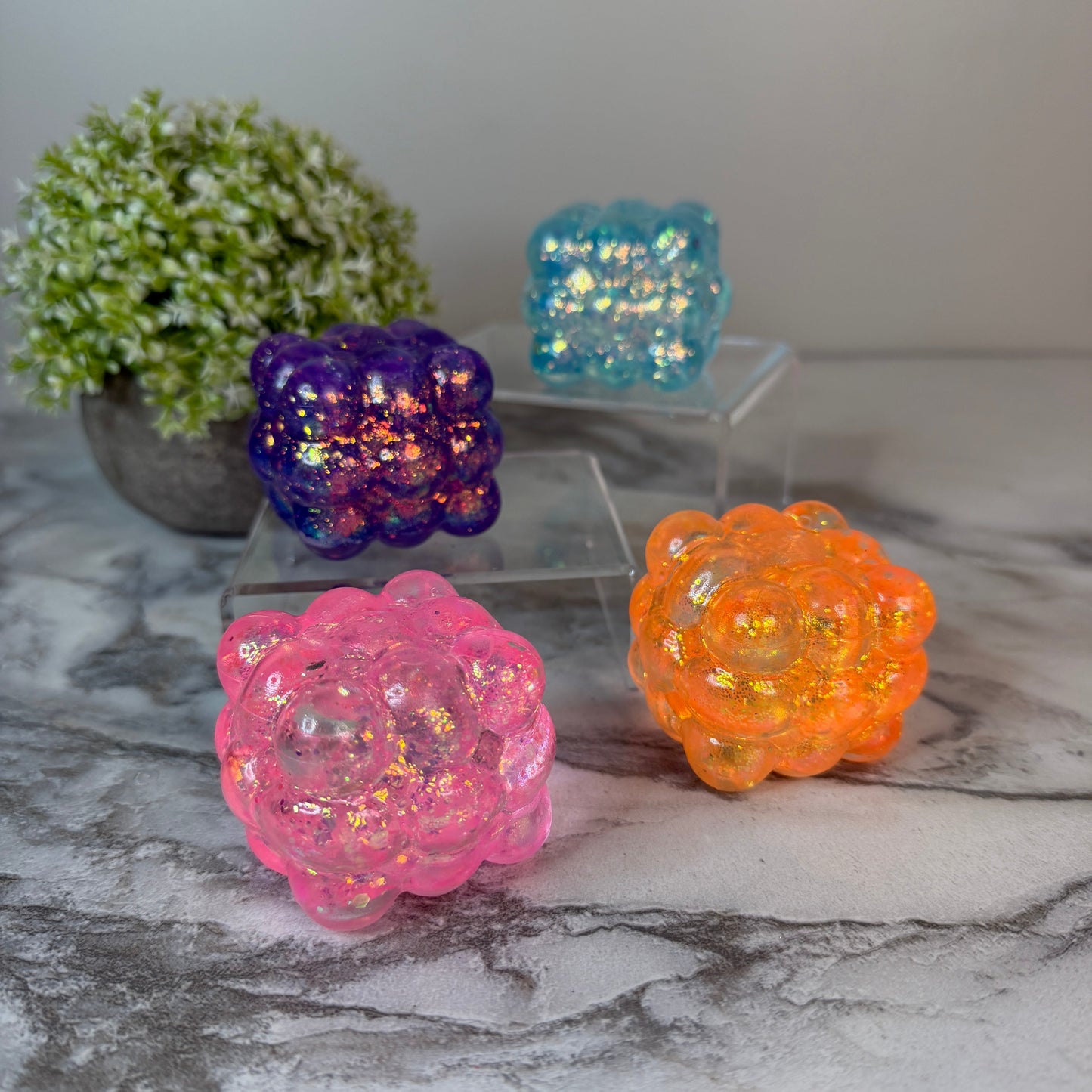 Squishy Toy - Smooth Nine Cube, Glitter