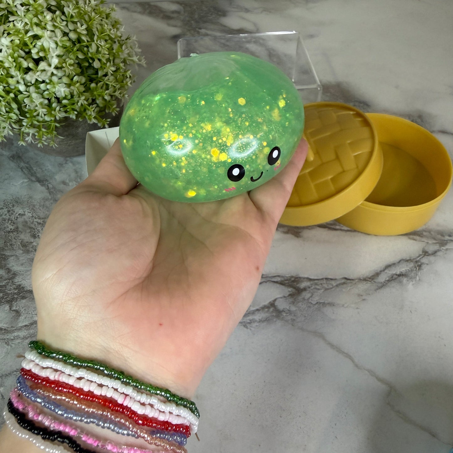 Squishy Toy - Viral Dumpling, Quick Squeeze Glitter - Mint