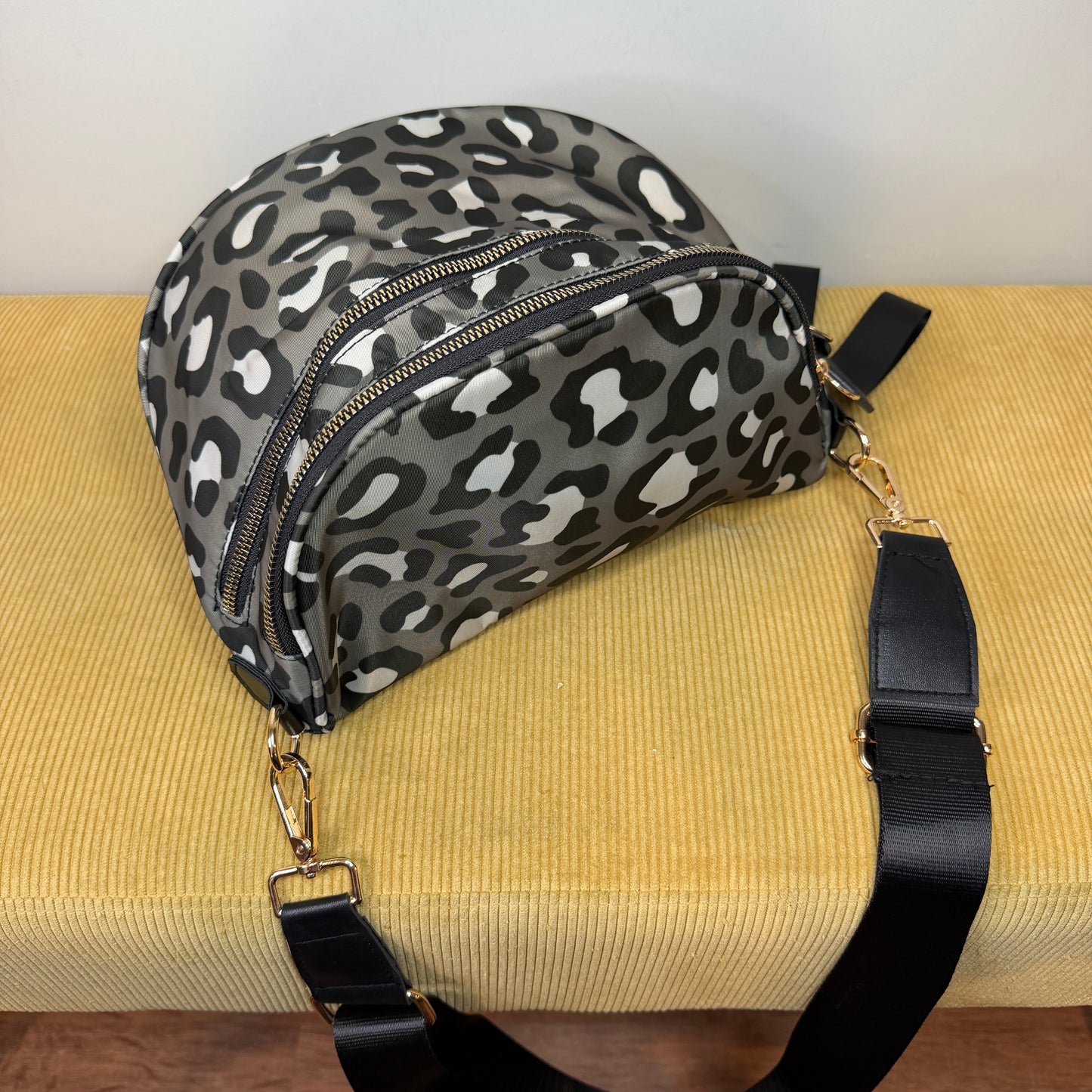 The Roni Nylon Crossbody - Animal Print Grey