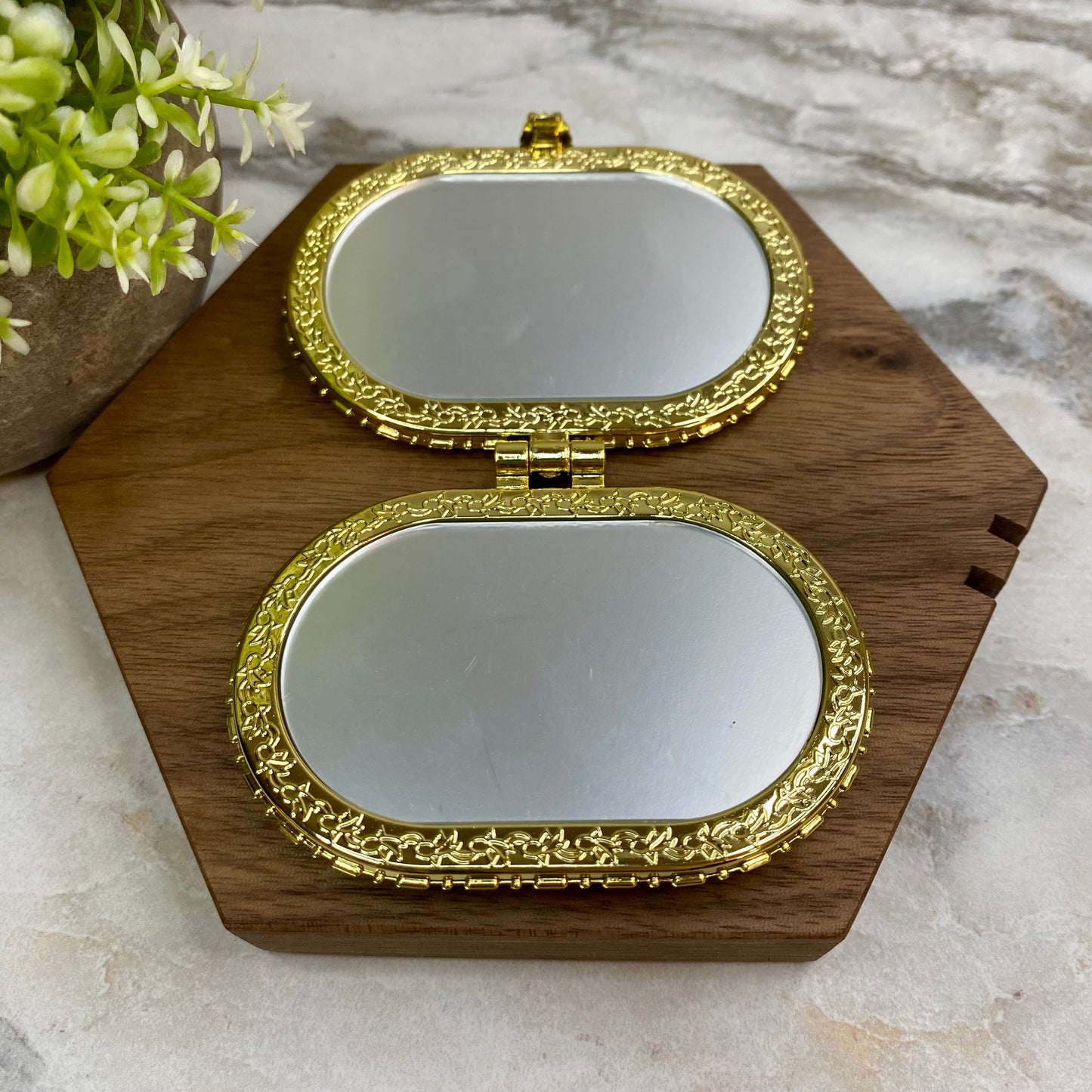 Compact Mirror - Blue Floral (by shape)