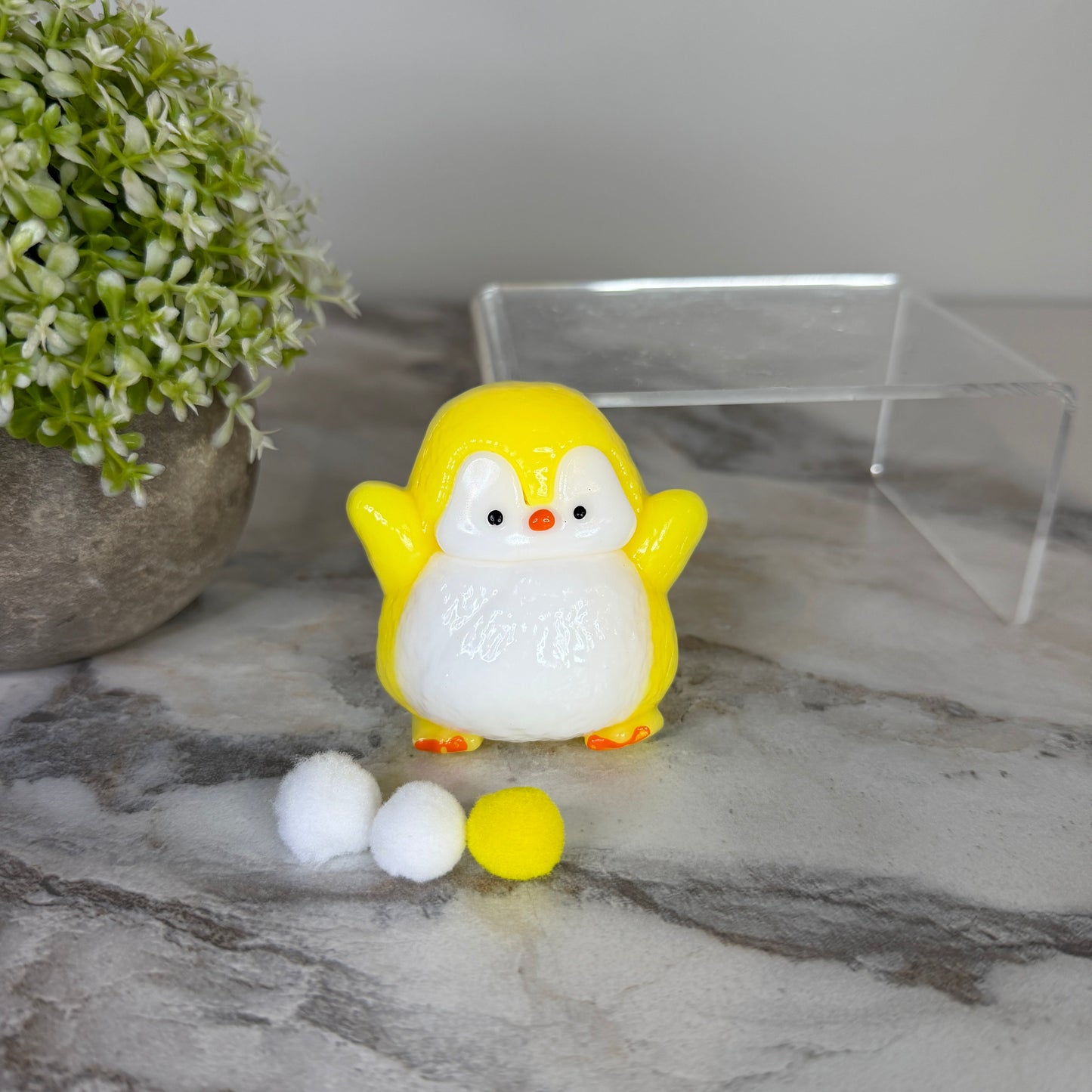 Squishy Toy - Penguin + Pom Pom