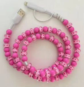 Charging Charger Cord - Beaded - Clear Design