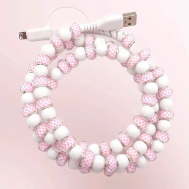 Charging Charger Cord - Beaded - Clear Design